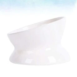 POPETPOP Cat Bowls Cat Bowls Raised Cat Food Bowl - Elevated Slanted Cat Dish - Ceramic Cat Water Bowls With Stand - Tilt Angle Cats Spine, Stress Free Anti Slip Ceramic Cat Bowl Ceramic Cat Bowl -Zoo Shop 215tGxbR2AL