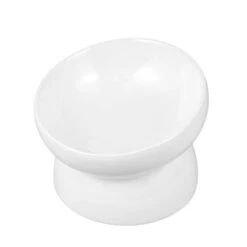 Pet Raised Bowls Ceramic Food Bowl Pet Water Bowl Pet Supplies For Cat Dog (White, Size S)