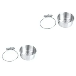 For Feeder Steel Stainless Hook Cups- Cat Dogs Cats, Bowl, Water Coop Parrot Dishes Feeding Cups Rabbit Size With Bowl Bowls Dog Hanging Bird Food Cage Animal And Small Clamp,
