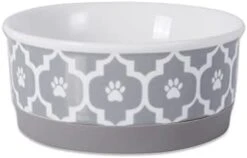Bone Dry Lattice Pet Bowl, Removable Silicone Ring Creates Non-Slip Bottom For Secure Feeding & Less Mess, Microwave & Dishwasher Safe, Medium Set, 6x2", Gray, 2 Count -Zoo Shop 21czKAFgb5L. AC 1