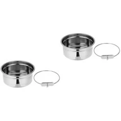 Food Size Cat Coop Dog Stainless Bowl Parrot Dishes Cup Rabbit Steel Cage Small Clamp, Feeding Dogs Cups- Hanging With For Bird Dish Crates M Clamp- Hook Cages Cats, Feeder Cups