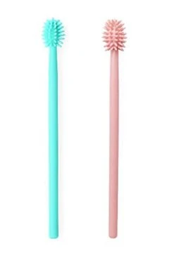 Soft Cat Toothbrush With 360-degree Head | Safe, Effective And Deep Pet Teeth Cleaning | Brush Away Bad Breath | Food Grade Silicone (2 Pack, Mint Green, Rose Pink)