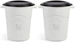 United Solutions Airtight Pet Food Storage Container, 5 Gallon Capacity, Great For Dog Food, Cat Food, Bird Seed, Dry Food Storage, White Container With Black Lid, 2-Pack -Zoo Shop 21vrQTqv JL. AC