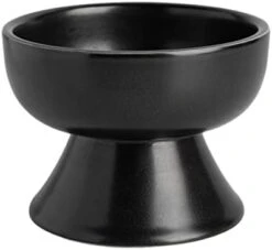 KITCHENLESTAR Small Ceramic Raised Cat Bowls, Tilted Elevated Food Or Water Bowls, Stress Free, Backflow Prevention, Dishwasher And Microwave Safe, Lead & Cadmium Free(Black) -Zoo Shop 31 rRyXXBNL. AC