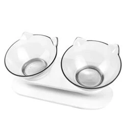 Pet Food & Water Bowls With Stand Base,Anti-Skid Cat Feeder Transparent Bowl Pet Food Dish