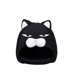YangYan Cartoon Cat Bed Lovely Pet House For Puppy Cat Warm Soft Cat Cave Tent Waterproof Bottom Sleep Bag Cat Supplies (Color : Black, Size : 38cm38cm38cm)