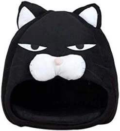 YangYan Cartoon Cat Bed Lovely Pet House For Puppy Cat Warm Soft Cat Cave Tent Waterproof Bottom Sleep Bag Cat Supplies (Color : Black, Size : 38cm38cm38cm) -Zoo Shop 310PcgXSmYL. AC
