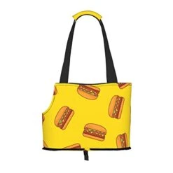 Small Dog Carrier Purse Tote Bag, Portable Small Dog/Cat Carrier With Safety Tether, Pet Carrier Tote For Subway/Shopping/Hiking/Traveling, Compatible With Funny Hamburger Food