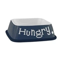 Bone Dry Hungry & Thirsty Pet Bowl, 6.75 X 6.75 X 2, Nautical Blue, 2 Piece