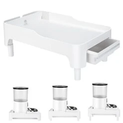 BEBOBLY Raised Cat Feeder Stand | Elevated Holder For Automatic Cat & Dog Feeders (4-6L) | Adjustable Height Pet Food Dispenser Shelf For Kitten Adult Cats Pet Supplies | Protect Pets Neck Health