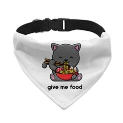 GENERIC Give Me Food Pet Bandana Collar - Funny Scarf Collar - Noodle Dog Bandana - M