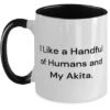 GENERIC Fancy Akita Dog Gifts, I Like A Handful Of Humans And My Akita, Funny Birthday Two Tone 11oz Mug For Friends, Cup From Friends, Pet Toys, Cat Toys, Dog Toys, Pet Food, Cat Food, Dog Food -Zoo Shop 313Td6kejvL
