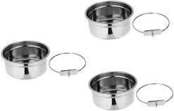 POPETPOP 3pcs Canary Food Trumpet Stand Budgie Cage Accessories Bird Cup Crate Dog Bowl Stainless Steel Pet Cage Bowl Bird Feeder Pet Bowl Hanging Bowl To Feed Water Dispenser Silver -Zoo Shop 314FkaCuusL. AC