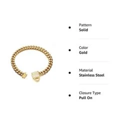 Aiyidi Gold Dog Chain Collar 10mm Wide Cuban Link Puppy Collar 316L Stainless Steel With CZ Diamond Lock Bling Collar For Large Medium Small Dogs(10mm Gold,10inches) -Zoo Shop 3167xpOLshL