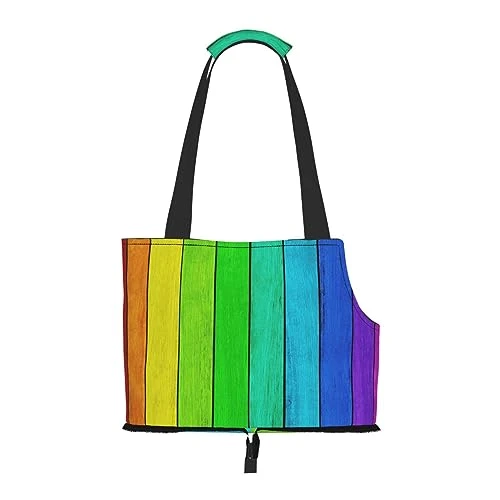 Mqgmz Rainbow Colored Wood Background Print Pet Carrier Tote Bag With Pocket Safety - Amazing Design 4 Mqgmz Rainbow Colored Wood Background Print Pet Carrier Tote Bag With Pocket Safety - Amazing Design - Image 2