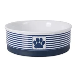 Bone Dry Paw & Patch Ceramic Pet Collection, Medium Set, 6x2", Nautical Blue, 2 Piece -Zoo Shop 318hGSOBrAL