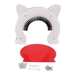 Cyrank Interior Cat Door, Pet Doors For Cats Cat Door Hides Litter Tray With Stainless Steel Grooming Brush For Cats - 22.5x26.5x5.5cm(White) -Zoo Shop 31Bt9N1Ps0L
