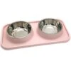 BNOSDM Double Dog Food Bowls Stainless Steel Dog Food And Water Bowls With Non-Spill Plastic Mat Pet Cat Feeder Bowl Set For Puppy Cats Kitten Small Medium Dogs Pink -Zoo Shop 31G77MxeD7L