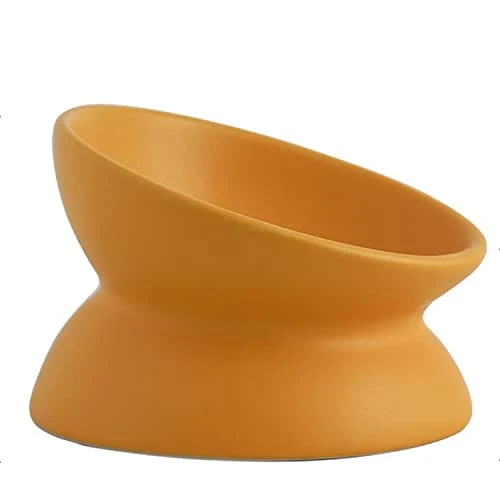 Cat Food Bowls Elevated Tilted, Ceramic Cat Food Bowls, Elevated Cat Food Bowl Whisker Friendly, Anti Vomit & Reduce Neck Burden, Raised Cat Bowl For Food And Water (Yellow) 3 Cat Food Bowls Elevated Tilted, Ceramic Cat Food Bowls, Elevated Cat Food Bowl Whisker Friendly, Anti Vomit & Reduce Neck Burden, Raised Cat Bowl For Food And Water (Yellow)