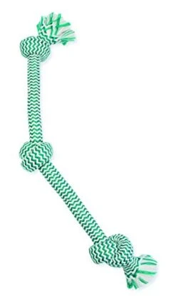 Mammoth Flossy Chews Extra Fresh 3 Knot Tug – Premium Cotton-Poly Yarn With Dental Floss Tug Toy For Dogs – Interactive Dog Rope Toy – Tug Dog Chew Toy For Large Dogs - Large, 25”