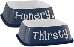 Bone Dry Hungry & Thirsty Pet Bowl, 6.75 X 6.75 X 2, Nautical Blue, 2 Piece -Zoo Shop 31Ir2VZCQL. AC