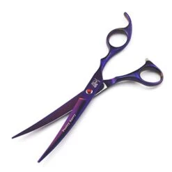 Purple Pet Cat Dog Grooming Scissors Set 5 Pieces Stainless Steel Professional Pet Trimmer Kit - 7.0 Inch Straight Cutting Scissors, Thinning Shears, Curved Scissors, Grooming Combs -Zoo Shop 31JKGsW1YhL