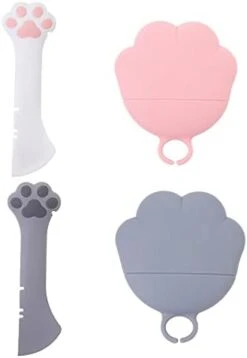 GENERIC Multi-Functional Pet Food Can Supplies Set,Universal Silicone Can Covers Cat Can Lids Mini Spatula Can Opener For Pet Cat Dog(4Pcs,Grey&Pink) -Zoo Shop 31JVjG7CVlL. AC