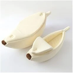 UNOVAP Pet Kennel Winter Warm Soft Banana Cat Bed House Comfortable Mat Portable Cat Litter Basket Supplies Bedding (Color : Yellow, Size : Medium) -Zoo Shop 31LGoc1W6hL. AC