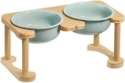 Elevated Ceramic Dog Bowls, Food-Grade Raised Dog Bowl With Anti-Slip Stand, Pet Feeding Dishes For Small Medium Dogs, Weighted Pet Feeder Bowl Set, Food Bowl & Water Bowl (6.3" Tall-27oz-Dark Green) -Zoo Shop 31LQgZOsrkL. AC