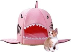 JENPECH Cat House - Self-Warming 2 In 1 Foldable Comfortable Shark Shape Cave Design Pet Cat Bed Tent House Teddy House For Cats Small Dogs Grey S -Zoo Shop 31NTpjGFlgL. AC