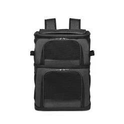 AYENCI Pet Backpack, Double Layer Cat Strap Backpack Folding Breathable Dog Puppy Durable Oxford Cloth Outdoor Camping Travel Bag (Color : Black)