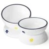 Hasense Tilted Cat Bowl Anti Vomiting, Double Raised Cat Bowls For Food And Water, Elevated Ceramic Small Dog Feeder, Protect Pet's Spine, Dishwasher Safe, Porcelain Slanted Dishes, White Set Of 2 -Zoo Shop 31PM7pJJSJL