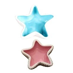 EVANEM 2pcs Pentagram Food Bowl Bird Cage Feeder Ceramic Water Bowl Bunny Feeder Hamster Feeding Bowl Small Pet Feeder Bird Cage Water Food Feeder Pet Food Bowl Pet Supply Blue Ceramics