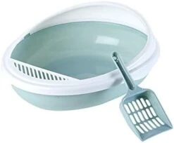 YangYan Pet Toilet Bedpan Detachable Anti-Splash Cat Litter Box Free Cat Litter Spatula Kitten Semi-Enclosed Clean Plastic Litter Box (Color : Blue, Size : 41cmx25cm) -Zoo Shop 31PoTo BGL. AC