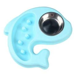 POPETPOP Puppy Feeder Slow Feeder Bowl Dog Anti-Choking Bowl Stainless Steel Drinking Water Bowl Dog Food Feeder (Sky-Blue) Doggie Toys -Zoo Shop 31QSGicdysL