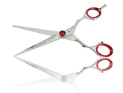 6.5 Inch Pets Grooming Scissors, Professional Dog Hair Cutting Scissors Perfect Size Free Storage Case (6.5" Red Jewel Scissors)