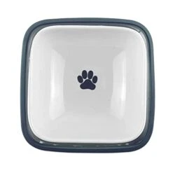 Bone Dry Hungry & Thirsty Pet Bowl, 6.75 X 6.75 X 2, Nautical Blue, 2 Piece -Zoo Shop 31RSjb1ALAL