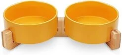 KPWACD Ceramic Pet Bowls For Dog And Cat, Raised Dog Food And Water Bowl Set With Anti-Slip Wooden Stand, White Pets Dish Feeding Bowls Suitable For Small, Medium And Big Cats Dogs, 28 OZ -Zoo Shop 31SVcQWCXaL. AC
