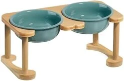 Elevated Ceramic Dog Bowls, Food-Grade Raised Dog Bowl With Anti-Slip Stand, Pet Feeding Dishes For Small Medium Dogs, Weighted Pet Feeder Bowl Set, Food Bowl & Water Bowl (6.3" Tall-27oz-Dark Green) -Zoo Shop 31SrJg4f3pL. AC