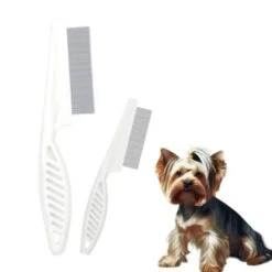 Zentric Pet Comb, Multifunctional Pet Hair Comb Flea And Tear Stain Removal, Dog Lice Comb, Flea Brush For Cats, Fine-Toothed Flea Comb For Long & Short Hair Pet (2 Sets-White) -Zoo Shop 31T3jAIsZ9L