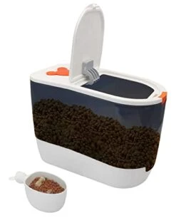 BNOSDM Large Airtight Cat Food Storage Container For Pet Dog Foods Storage Bins With Scooper Translucent Plastic Pets Dogs Cats Birds Dry Feed Dispenser, Kitchen Rice Cereal Flour 12lb