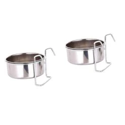 Mipcase 2 Sets Metal Pigeon Parrot For Cage Cup Tableware Bird Supplies Parrots Water Basin Hook Clamp Rabbit Pet Puppy Feeders Rack Cages Dispenser Parakeet Cups Budgie Food Special