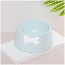 Pet Dog Food Bowls Lovely Bowknot Puppy Feeder Dish Bowl Diamond Pattern Bow Cat Bowl For Water Sweet Princess Pet Feeding Bowls (Color : Blue) -Zoo Shop 31UQMs7DRsL. AC