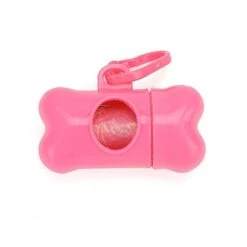 YangYan Bone Shape Dispenser Roll Extraction Type Pet Toilet Waste Bag Dog Cleaning Replacement Roll Garbage Bag Hygiene And Clean (Color : Pink, Size : S)