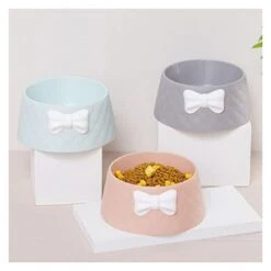 Pet Dog Food Bowls Lovely Bowknot Puppy Feeder Dish Bowl Diamond Pattern Bow Cat Bowl For Water Sweet Princess Pet Feeding Bowls (Color : Blue) -Zoo Shop 31X1gf1JcRL