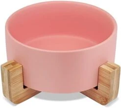 KPWACD Ceramic Pet Bowls For Dog And Cat, Raised Dog Food And Water Bowl Set With Anti-Slip Wooden Stand, White Pets Dish Feeding Bowls Suitable For Small, Medium And Big Cats Dogs, 28 OZ -Zoo Shop 31XDVB0jmRL. AC