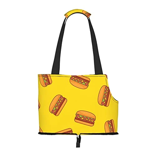 Small Dog Carrier Purse Tote Bag, Portable Small Dog/Cat Carrier With Safety Tether, Pet Carrier Tote For Subway/Shopping/Hiking/Traveling, Compatible With Funny Hamburger Food 6 Small Dog Carrier Purse Tote Bag, Portable Small Dog/Cat Carrier With Safety Tether, Pet Carrier Tote For Subway/Shopping/Hiking/Traveling, Compatible With Funny Hamburger Food - Image 4
