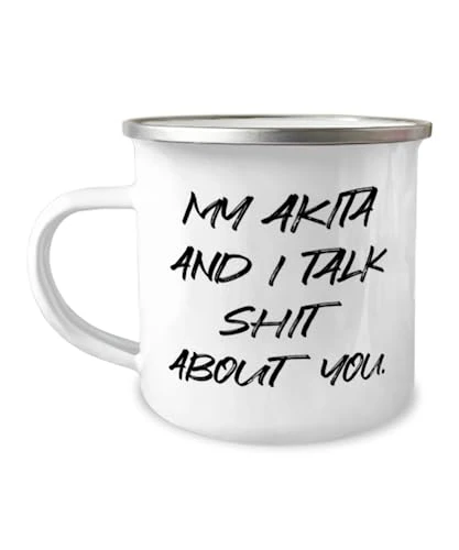 MIPOMALL Sarcastic Akita Dog 12oz Camper Mug, My Akita And I Talk Shit About, Gifts For Pet Lovers, Present From Friends, For Akita Dog, Dog Toys, Dog Food, Dog Beds, Dog Collars, Dog Leashes 3 MIPOMALL Sarcastic Akita Dog 12oz Camper Mug, My Akita And I Talk Shit About, Gifts For Pet Lovers, Present From Friends, For Akita Dog, Dog Toys, Dog Food, Dog Beds, Dog Collars, Dog Leashes