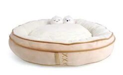 TONBO Soft Plush Small Cute And Cozy Food Dog Cat Bed, Washer And Dryer Friendly (Dim Sum)