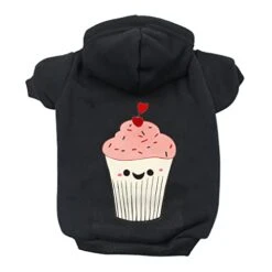 GENERIC Funny Cupcake Dog Hoodie - Kawaii Food Dog Coat - Cute Dog Clothing - Black, L